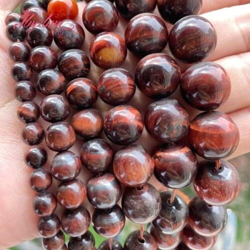 Natural Tigers Eye red Smooth Stone Beads Loose 6/8/10/12mm For DIY Necklace Bracelet Jewelry Making Strand 15" Free Shipping