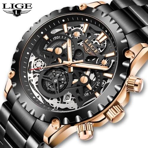 LIGE Top Brand Luxury Mens Fashion Watch Men Sport Waterproof Quartz Watches Men All Steel Army Military Watch Relogio Masculino