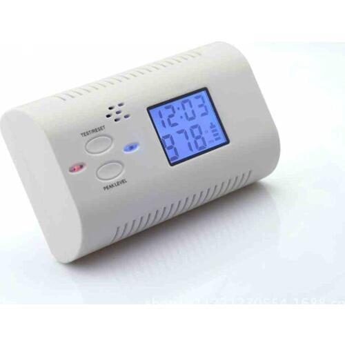 Battery Operated Carbon Monoxide Detector Poisoning Gas Fire Warning Safe Alarm LCD Display with Clock Voice