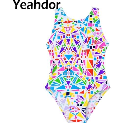 Kids Girls One-Piece Swimsuit Swimwear Sleeveless Wide Strap U-Shaped Back Backless Beach Bathing Suit for Practice Competition