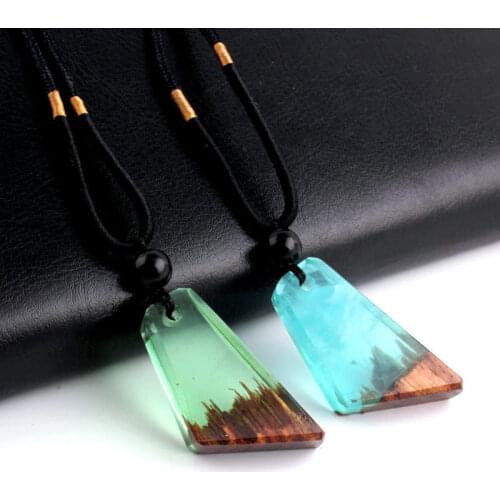2019 Personality Marine Solidified Resin Wooden Pendant Necklace Long Sweater Chain Lover Clothing Matching Accessories Jewelry