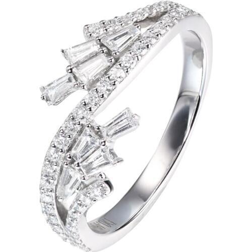 EDI Flower Diamond Ring AU585 14k Solid White Gold 0.46ctw Carat Real Natural Diamond Wedding Ring Professional Women OL Ring