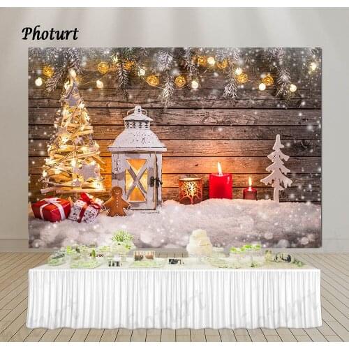 PHOTURT Christmas Decoration Backdrop New Year Festival Photography Background Gift Tree Polyester Vinyl Decorate Photo Props