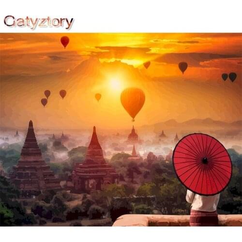 GATYZTORY Painting by numbers hot-air balloon paint by numbers for adults photo frames for picture canvas landscape acrylic pain