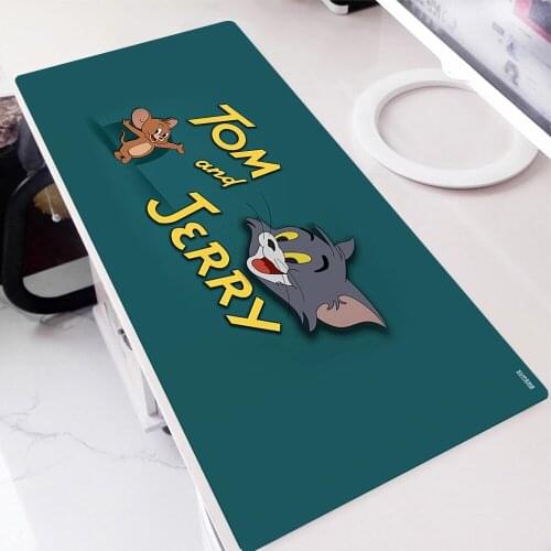 Cat and Mouse PC Gamer Cabinet Anime Mouse Pad Kawaii Accessories Desk Protector Mousepad Speed Keyboard Gaming Mat Deskpad Diy