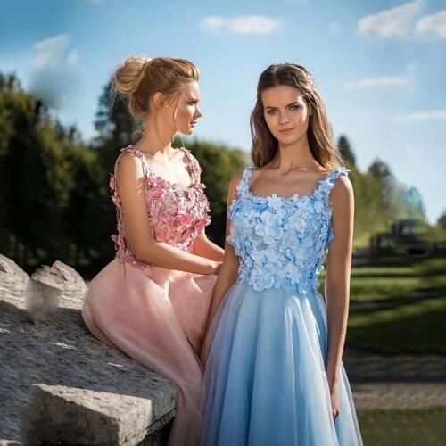 Angelsbridep A-Line Short Evening Dress 2021 Square Neckline Sleeveless Hand-Made Flowers Prom Gown Saudi Arabia Party Dress