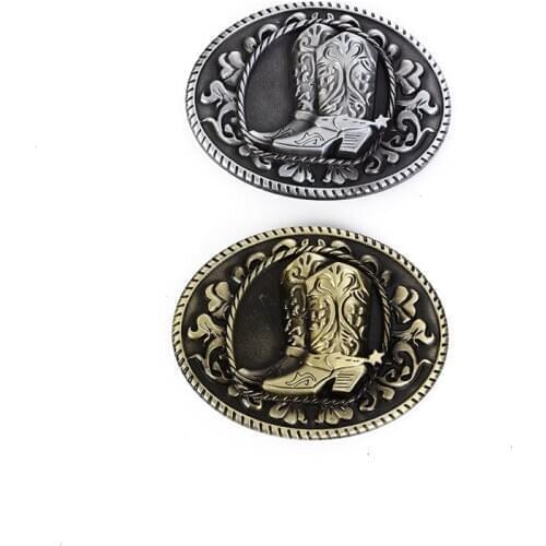 Western cowboy zinc alloy two-color western boots belt buckle