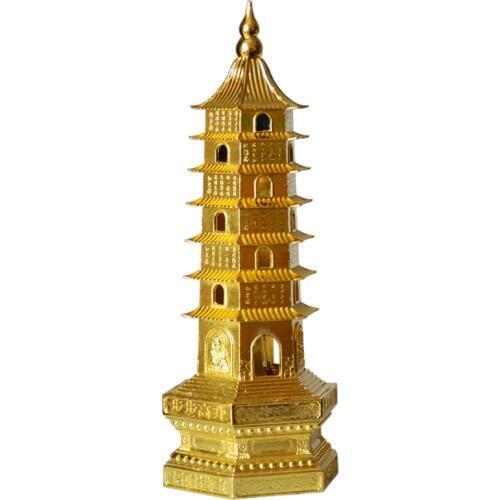 Feng shui Metal 3D Model China 7 levels Wenchang Pagoda Tower Crafts Statue Souvenir Home Decoration Metal Handicraft