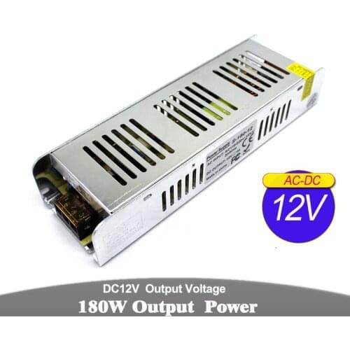 Mini size DC Power Supply DC12V 15A 180W LED Driver Transformer 220V AC-DC SMPS for CCTV Camera Strip Modules Lamp