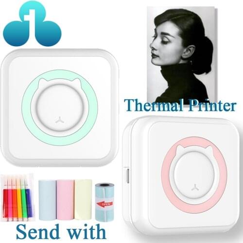 Thermal Printer MINI Wirelessly BT 200dpi Photo Label Memo Wrong Question Printing with USB Cable Portable Mini Thermal printer