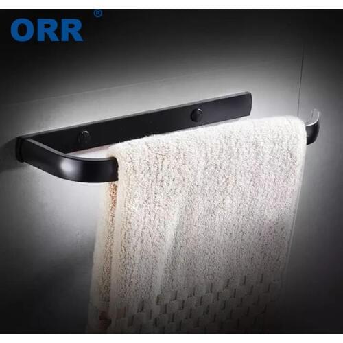 Wall Mount Black Matte Active Aluminum Stoving Varnish Towel Bar Holder Shelf Bathroom rack AccessoryToallero Porta toalhasoport