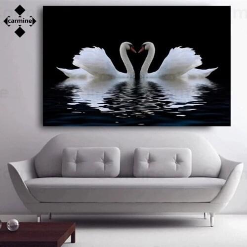 White Swan Moonlight Wall Pictures Romantic Couple Print Paintings Nordic Poster Print for Interior Room Decor Canvas Pictures