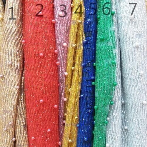 New Arrival african Tulle lace fabric with glued glitter African net lace JRB-62437 for women dress