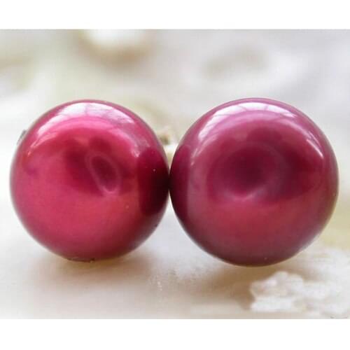 New Arrival Favorite Pearl Earring 10mm Purple Round Freshwater Pearl Silver Stud Charming Lady Gift Wedding Fine Jewelry