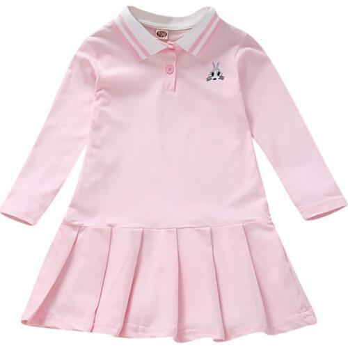 3-13Y Child Baby Girls Casual Dress Autumn Long Sleeve Mini Straight Girls Dresses Teenage School Pleated Dress Kids Clothes