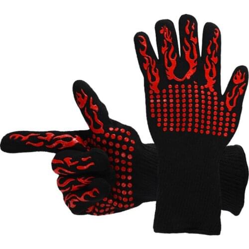 BBQ Gloves 500°C Heat Resistant Silicone Grilling Gloves Non-Slip Multipurpose Gloves for Barbecue Cooking Cutting TS2
