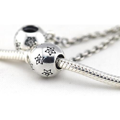 Fits Silver Charms Bracelet New 925 Sterling Silver Star Ball Safety Chain Charm DIY Making Jewelry For Women Bracelet