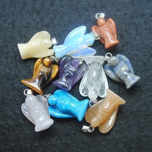 10pcs natural gem stone pendants for angle shape mix stones for boxes collections size 22x16mm top fashion for diy pendants
