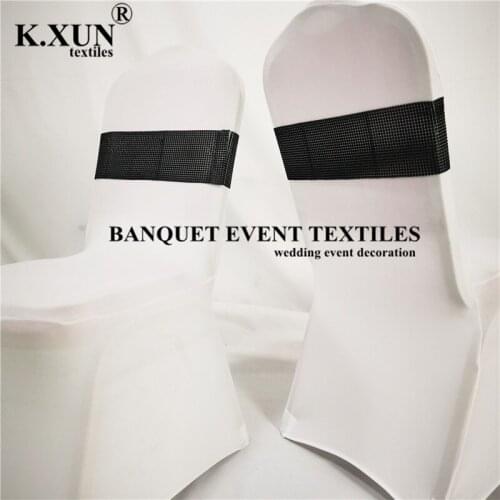 Wholesale Price Sequin Chair Band Fit On Banquet Spandex Chair Cover Tie Bow Sash For Wedding Event Party Decoration