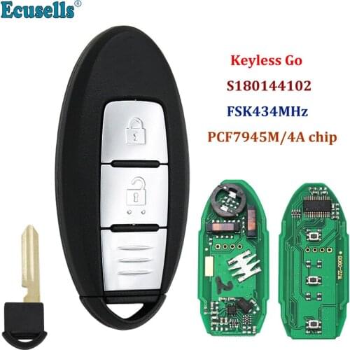 Keyless-go 2 buttons smart remote key FSK 434MHz PCF7945M 4A chip Hitag AES for Nissan X-trail 2014 S180144102