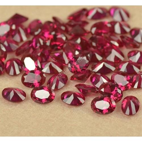 Sale 5A 2x3~13x18mm 7# Middle Light Red Rubys Synthetic Gems Corundum Loose Oval Brilliant Cut Corundum Stone Beads For Jewelry
