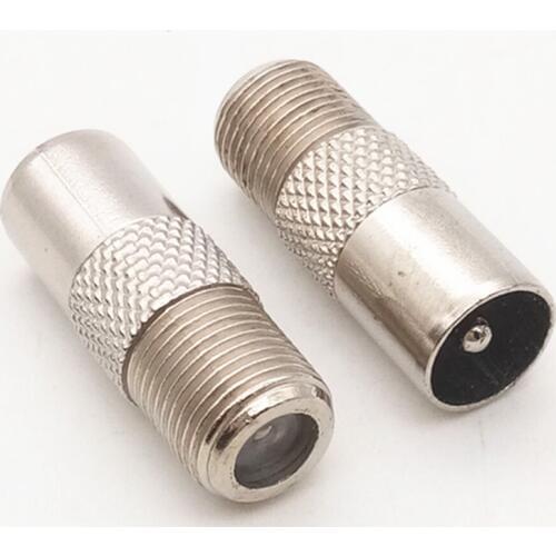 F Type Female to IEC PAL DVB-T TV male plug 9.5mm TV Satellite Antenna RF Coax Adapter connector
