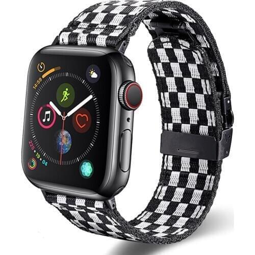 Fashion Lattice Nylon Strap For Apple Watch Band 38mm 40mm 42mm 44mm Watchband Nylon Apple iWatch Bracelet Series 6 SE 5 4 3 2
