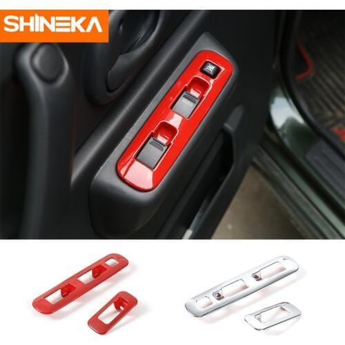 SHINEKA ABS Car Interior Window Lift Switch Button Decoration Cover Trim Frame Panel Stickers For Suzuki Jimny 2007+ Car Styling