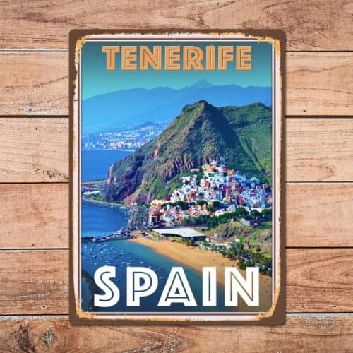 Tenerife Spain Metal Tin Sign Metal Sign Home Room Wall Decor Retro Vintage Style Travel Poster