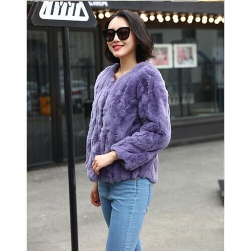 Three Faux Quarter Women Sleeve Thick Fur Coat Rex Rabbit Furs Coats Short Warm Overcoat Plus Size 6XL WXF040