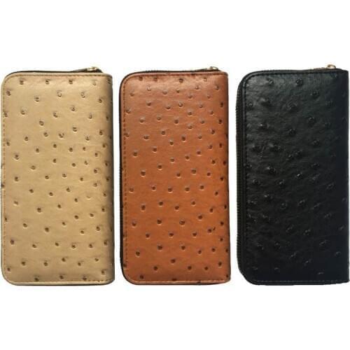 KANDRA Fashion New Ostrich Leather Women Wallets Card Holder Zipper Purse Female Long Wallet Clutch Ladies Cellphone Bag Gift