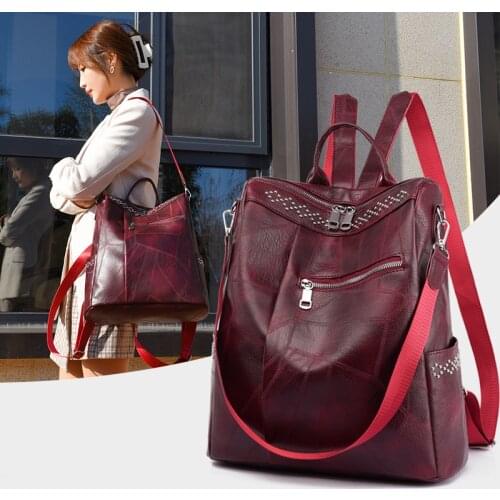 PU Leather Women Backpacks for Lady Multifunctional Travel Rucksack Anti-theft Bagpack Classic Female Large Capacity School Bags