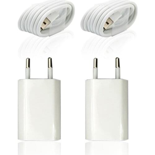 2 PCS travel Wall plug X Power Adapter Phone Charger USB Cable for iPhone 5 6 6S 7 8 11 X XS Max iPad mini 2 3 quick charge wire