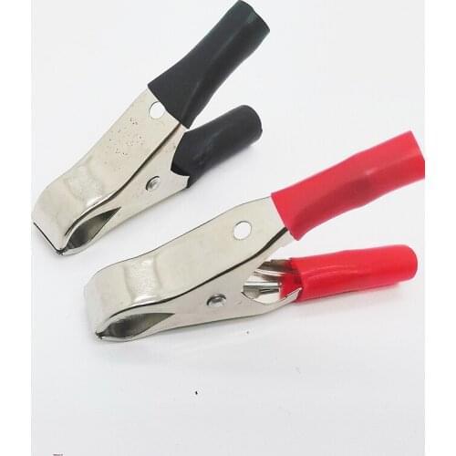 2pcs Medium Crocodiles Clips Nickel Plated Metal Alligator Clip Test Clip 50A Red Black Electric Clips 75mm Battery Clip