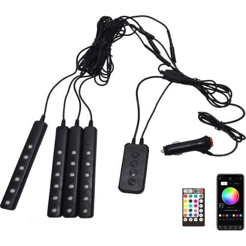 24-led car-ambient-light 6W-1-To-4 APP-control-Music and RF-control DC-12V-rgbw foot well light car-interior-decoration