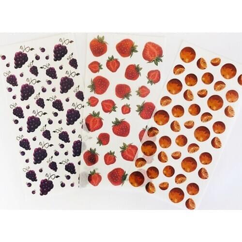 3 Sheets /Pack Fruit Smell Strawberry Grape Orange Decorative Album Diary Stickers