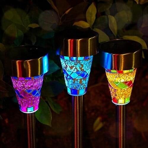 3pcs Mosaic Solar Outdoor Lawn Light Waterproof IP55 Stainless Steel Garden Led Decoration Light For Landscape Yard Pathway