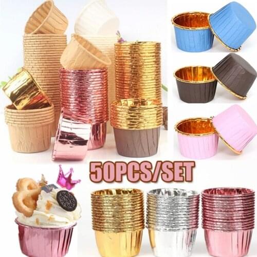 50pcs Colorful Liner Pastry Tools Cupcake Wrappers Baking Cup Muffin Cases Cake Paper Cups Decorating Birthday Party Supplies