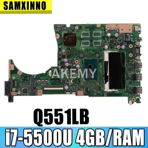 Akemy Q551LB Laptopmother board For Asus Q551L Q551LB Q551LN motherboard mainboard testi7-5500U 4GB/RAM GT940M/2GB