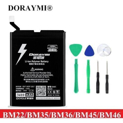 DORAYMI Battery for Xiaomi Mi 5 4C 5S Mi5 Mi4C Mi5S Redmi Note 2 3 Pro BM22 BM35 BM36 BM45 BM46 Phone Replacement Bateria