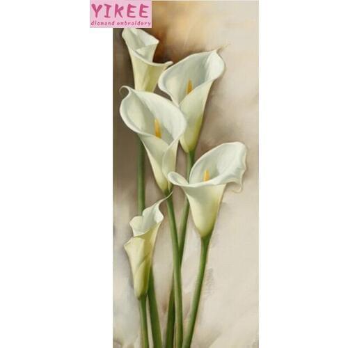 Diamond mosaic flowers, water lily, diamond painting calla lilies