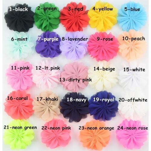 Free shipping 30PCS 7cm scallop chiffon flower for DIY hair accessory can mix colors(FWR-48)