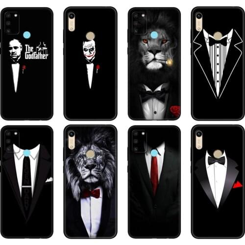 Black tpu Case For Honor 8a Prime 8s 9 10X Lite 9A 9C 9X Premium Pro 9S Case Cover Man Suit Shirt