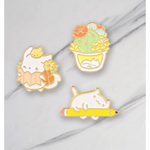 Colorful Enamel Brooches Bee Butterfly Bear People Pins Denim Clothes Bag Mini Cartoon Jewelry Gift For Friends