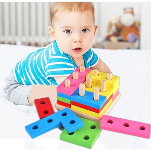 Wooden Sorting Stacking Toy Shape Sorter Baby Toys Wooden Blocks Toys For Todd Match Early Educational Block Puzzles Toy