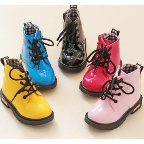 2018 Children Shoes Boys Girls Boots Spring Autumn Kids Martin Boots Zip Shoes PU Leather Kids Sneakers Toddler Chaussure Enfant