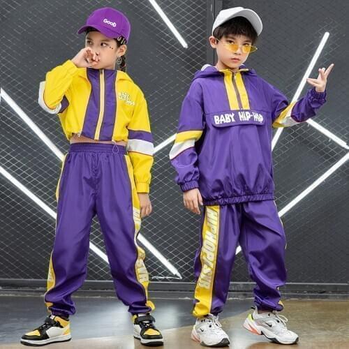 Children Kids Hip Hop Clothing Hoodie Oversize Jacket Coat Top Running Causal Pants For Girls Boys Jazz Dance Costumes Clothes