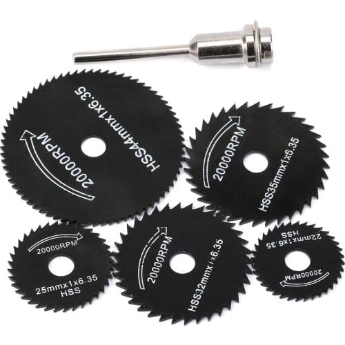 6Pcs Mini HSS Circular Saw Blade Wood Cutting Discs Rotary Tool For Dremel Metal Cutter Power Tool Drill Mandrel Cutoff 22-44mm