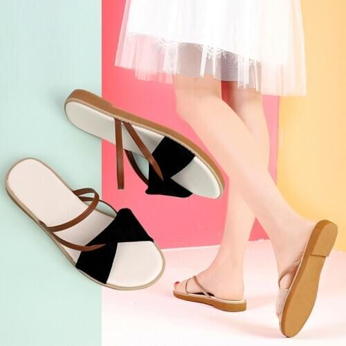 Dosreal 2020 Women Sandals Slippers Shoes Slip on Flats Slides For Females Suede Shoes Comfort Fashion Flats Shoes Flip Flops