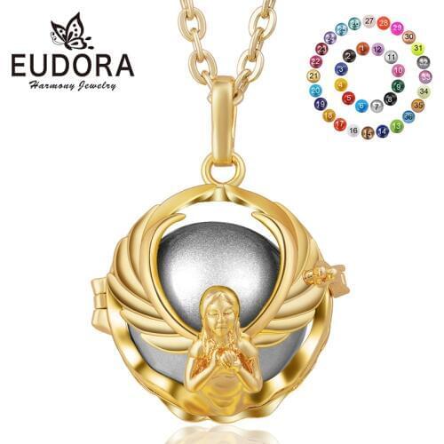 Eudora Pregnancy Bola Necklace Virgin Mary Locket Cage Pendant fit 20mm Colorful Ringing Ball Harmony Bola Ball Jewelry K147G20